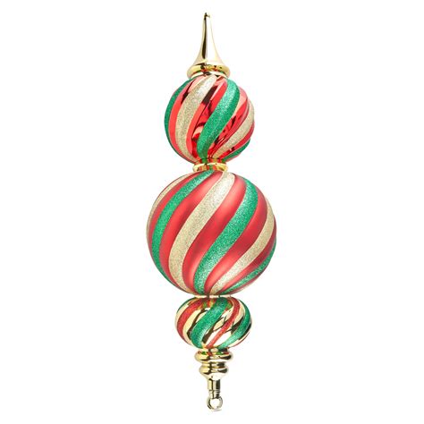 Holiday Time 24 Inch Jumbo Shatterproof Finial Christmas Ornament Red Green Gold