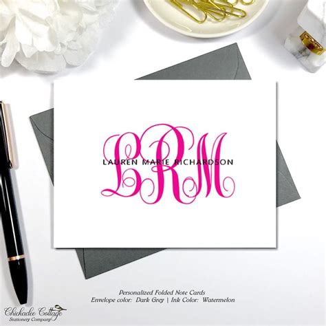 personalized monogram note card set personalized stationery etsy monogrammed note cards