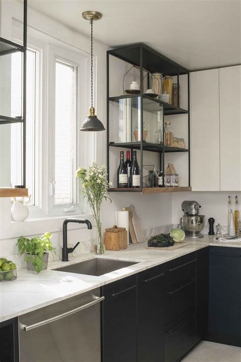 Check spelling or type a new query. black metal open shelving | Small apartment kitchen ...