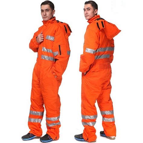 Winter Padded Fire Resistant Reflective Safety Overall Work Wear Orange