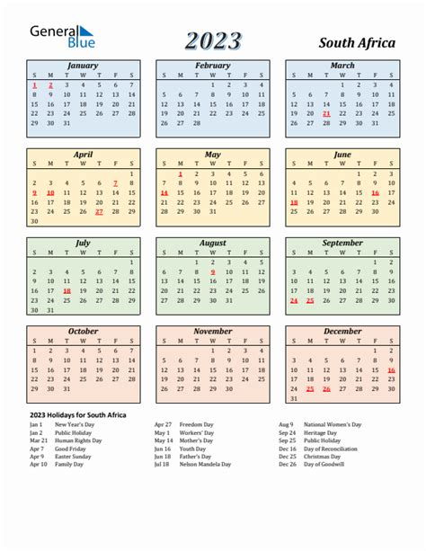 Free Printable 2023 Calendar South Africa With Public Holidays And