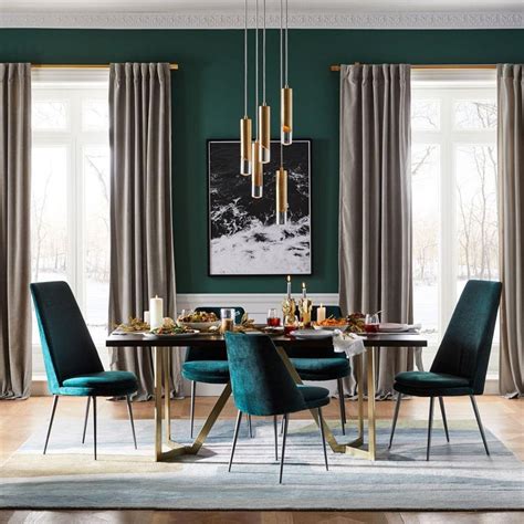 They give a more refined style to the dining room. Finley Low-Back Upholstered Dining Chair | Green dining ...