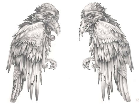 Grey Ink Odins Raven Tattoo Design By Matriart Raven