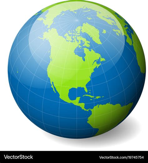 Earth Globe With Green World Map And Blue Seas And
