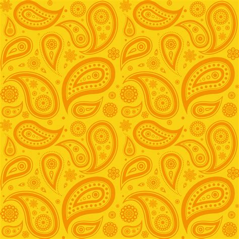 Paisly Yellow And Orange Patterns Wall Prints For Living Room Tenstickers