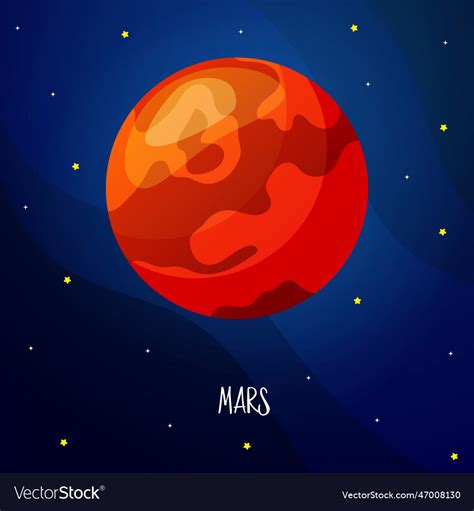 Cartoon Mars Planet For Kids Education Solar Vector Image