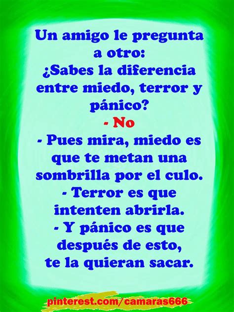 Chistes De Amigos Diferencia Entre Miedo Terror Y Pánico Chistes