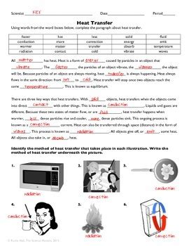 The transfer of heat by the movement of a fluid is called what? Heat Transfer Practice Worksheet by The Science Matters | TpT