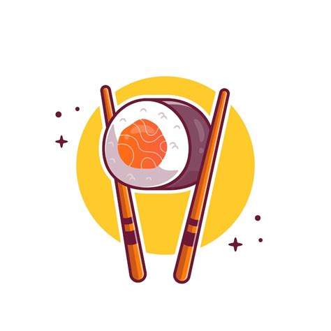 Sushi Com Ilustração Do ícone Dos Desenhos Animados Pauzinho Conceito