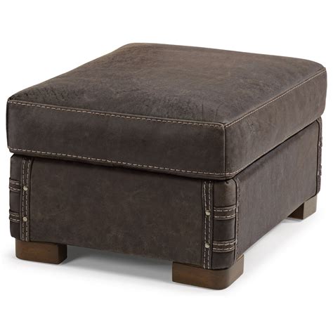 Flexsteel Latitudes Lomax Rustic Leather Chair And Ottoman Set