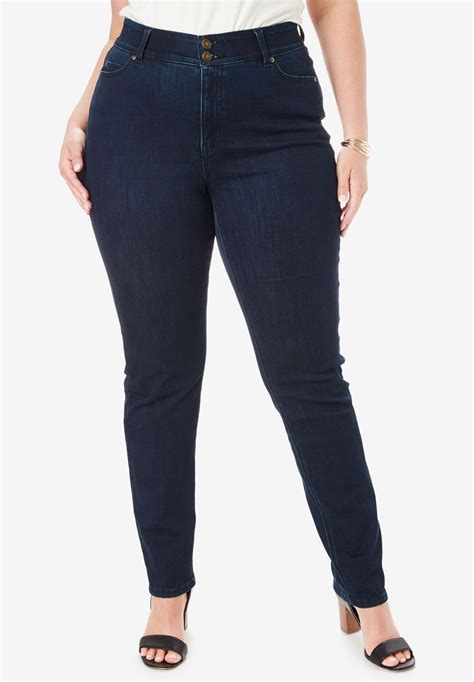 Tummy Control Straight Jean| Plus Size Straight Leg Jeans | Jessica London | Straight leg jeans ...