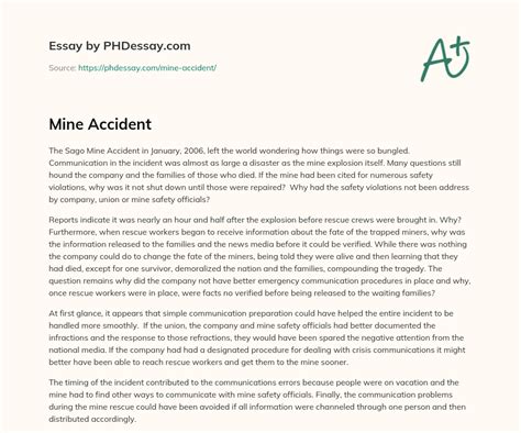 Mine Accident Words Phdessay Com