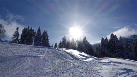 무료 이미지 경치 날씨 눈이 내리는 스키 타기 시즌 겨울 스포츠 알프스 산맥 냉랭한 Piste 겨울의 태양