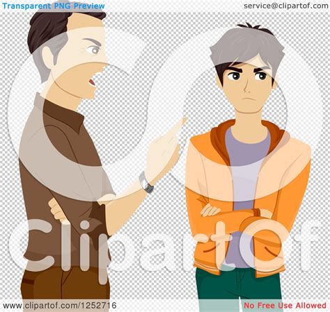 Clipart Of A Mad Father Scolding His Teenage Son Royalty Free Vector