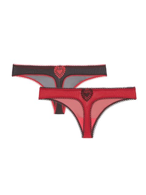 Adored By Adore Me Women S Ava Mesh And Embroidery Thong Underwear 2