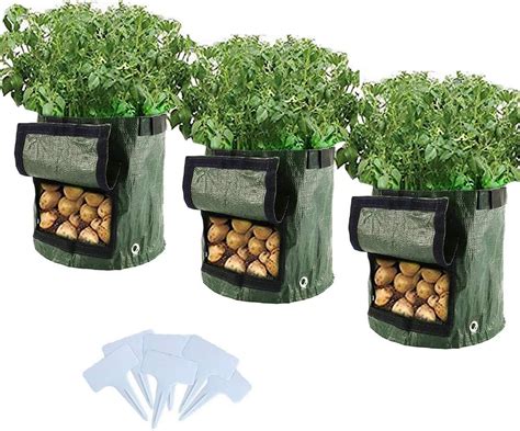 Grow Bags For Plants 3 Pcs 7 Gallon Grow Bags With Window Handles