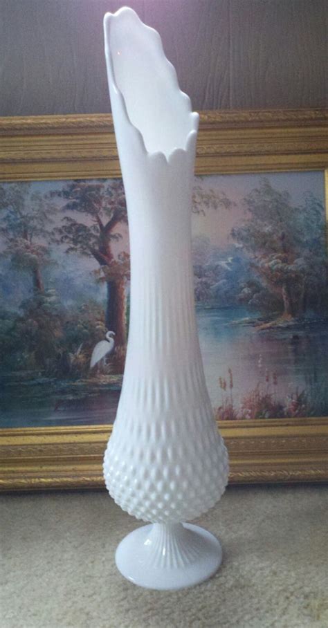 Fenton Tall Milk Glass Swung Vase
