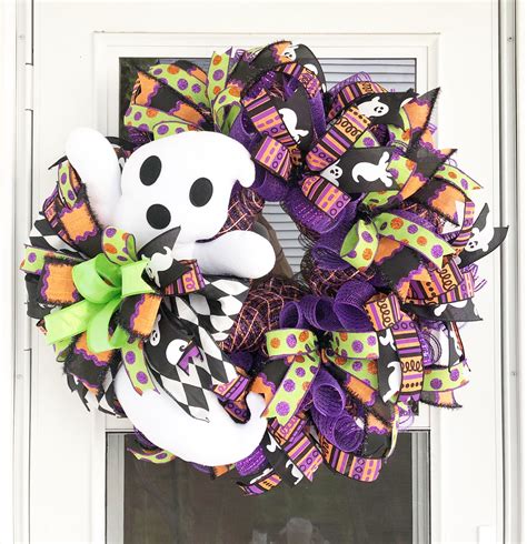 Halloween Ghost Deco Mesh Wreath Wreath Decor Burlap Wreath Grapevine