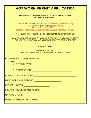 Printable Hot Work Permit Doc Template PdfFiller