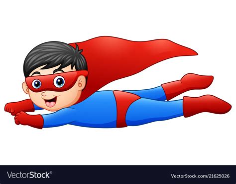Cartoon Superhero Boy Flying Royalty Free Vector Image