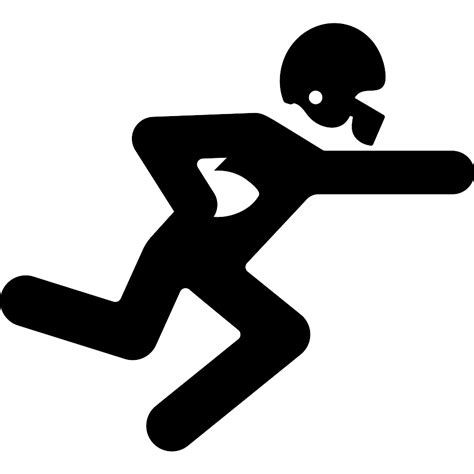 Football equipment icons and symbols. American football player running with the ball - Free ...