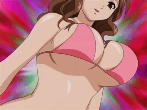 Xbooru Girl Akahori Gedou Hour Rabuge Animated Animated Big Breasts Bikini Top Bounce