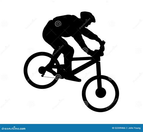 Silhouette Of A Biker Descending On A Mountain Bike On A Slope Royalty