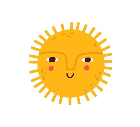 Sol Sorridente Feliz Bonito Com Cara Engraçada ícone De Clima