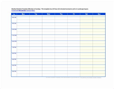 8 Weekly Time Schedule Template Excel Excel Templates