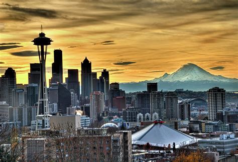 Seattle Skyline Mt Rainier Photograph By Greg Sigrist