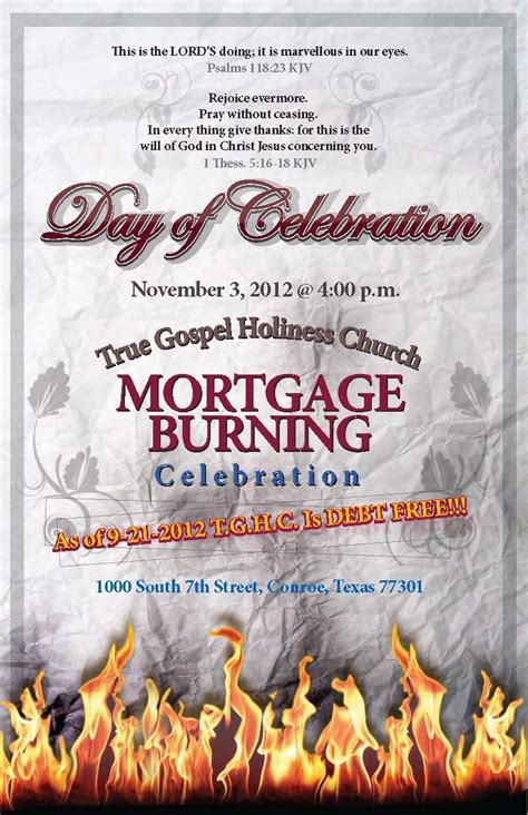 Church Mortgage Burning Event Mortgage Reverse Mortgage Mortgage Payoff