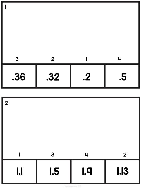 Ordering Decimals On A Number Line Clip And Flip Montessorikiwi