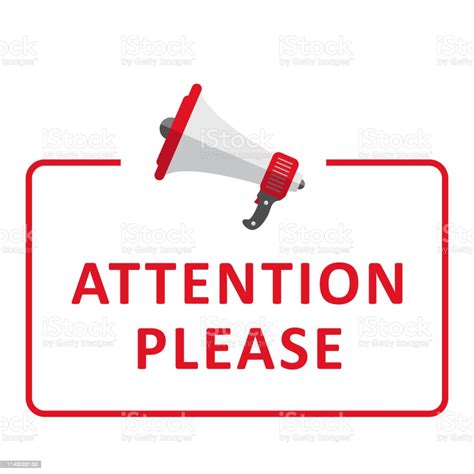 Attention Please Badge With Megaphone Icon Stock Illustration ...