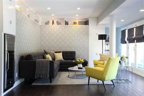 Yellow And Gray Living Room Contemporary Living Room