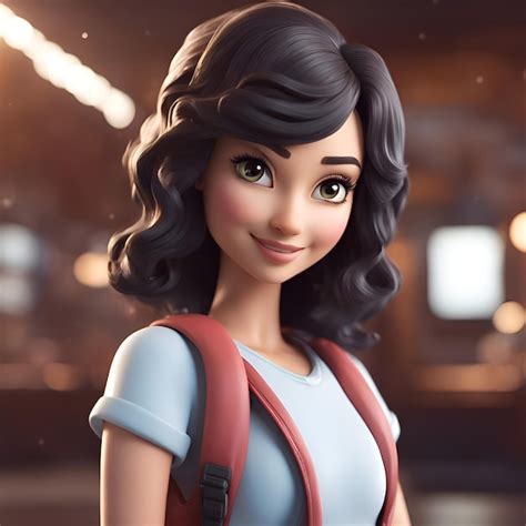 free photo portrait of a beautiful brunette girl with a backpack 3d rendering