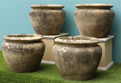 A Set Of Four Reclaimed Weathered Stone Planters Uk Heritage Stone