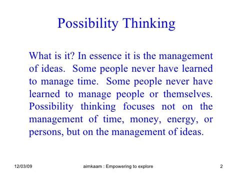 Possibility Thinking
