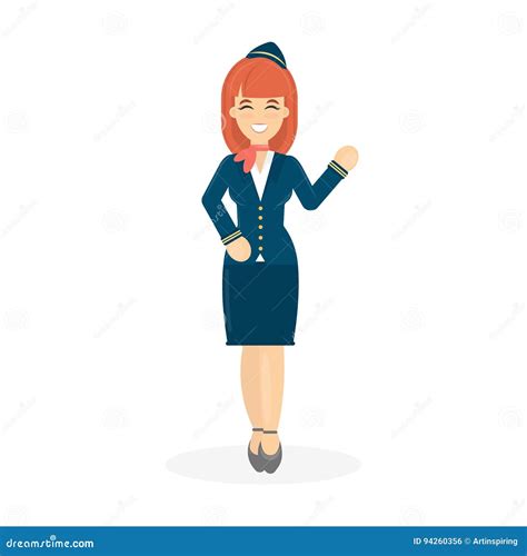 Isolated Smiling Stewardess Stock Vector Illustration Of Beauty