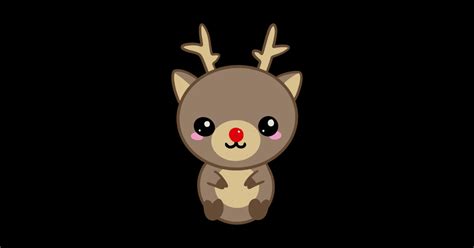 Super Cute Kawaii Reindeer Merry Christmas Sticker Teepublic