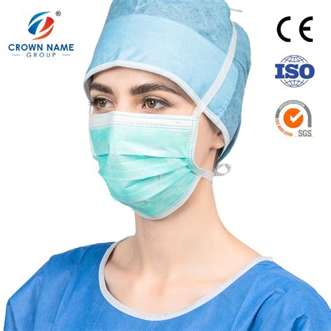 surgical face mask with tie back crown name