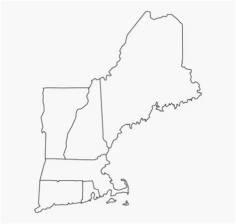 New England States Blank Outline Sketch Coloring Page