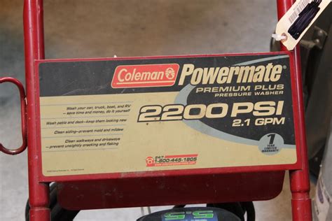 Coleman Powermate Gas Pressure Washer Psi Property Room