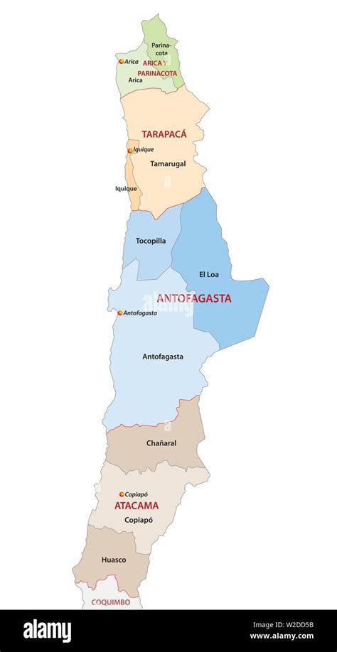 Mapa Político Y Administrativo De Las Regiones Del Norte De Chile