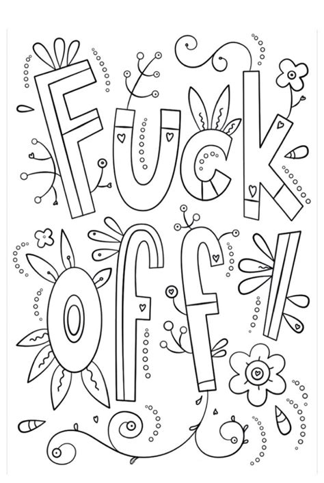 Swear Words Free Printable Adult Coloring Page Coloring Page Free