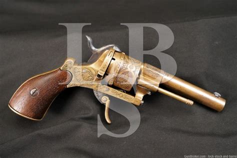 Belgian Lefaucheux 7mm Pinfire Brass Double Action Pinfire Revolver