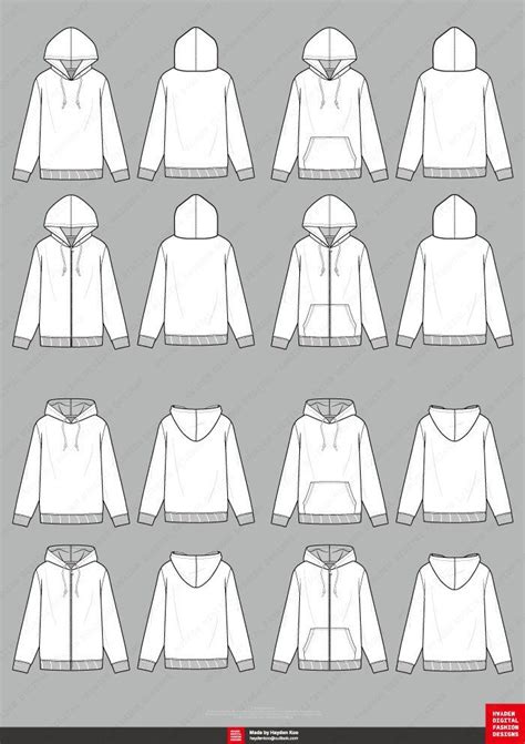 Hoodie Set Fashion Flat Sketch Template Sketch Templates Ideas Of