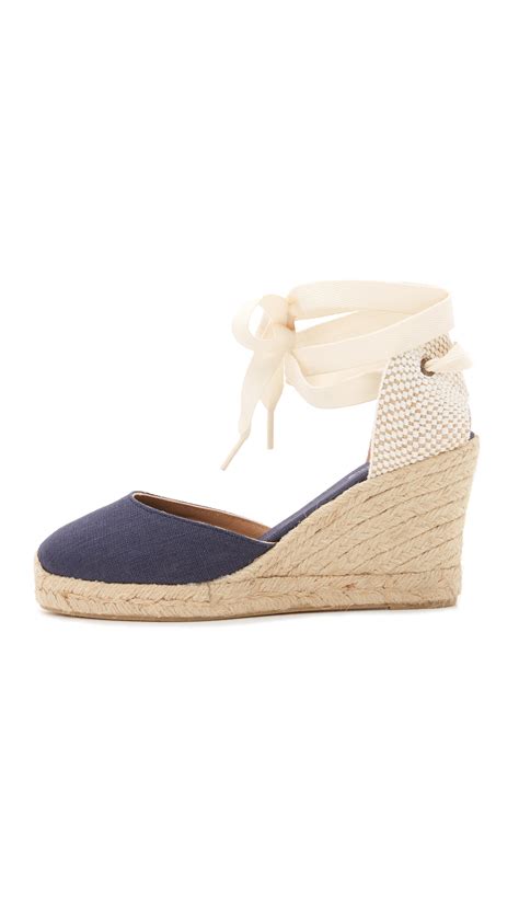 Soludos Tall Wedge Linen Espadrilles In Blue Navy Lyst