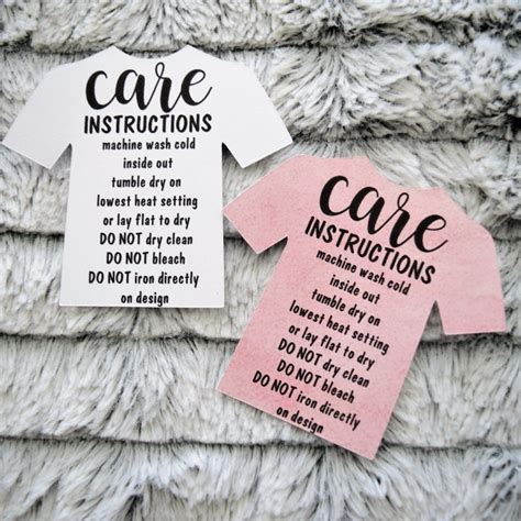 Care Cards For Custom Shirts Care Instructions Etsy