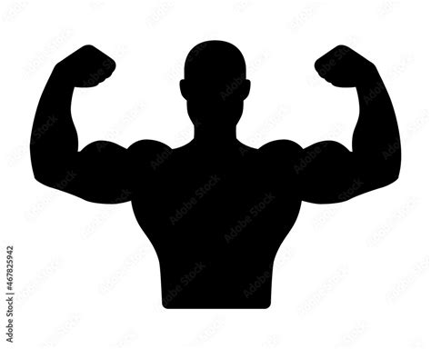 Male Athlete Or Bodybuilder Flexing A Body Of Muscles Flat Vector Icon