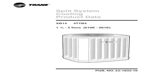 Split System Cooling Product Data Trane Xb14 4ttb4 1 1 2 5 Tons